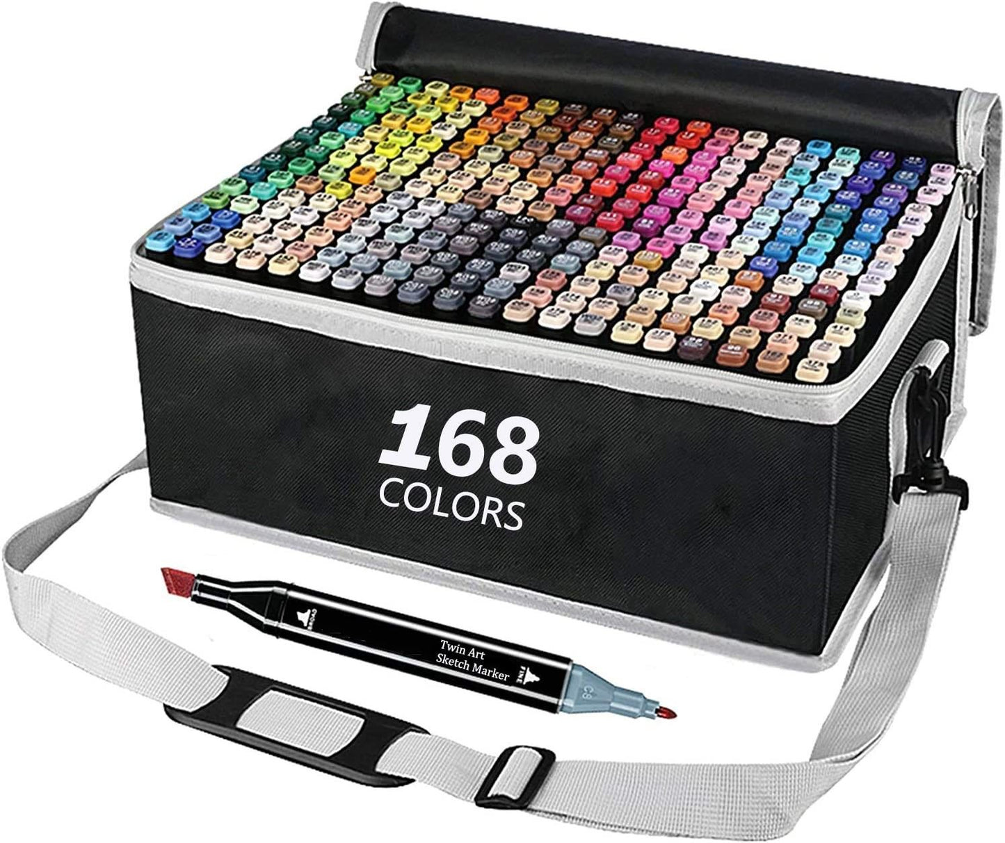 Artist Graffiti Permanent Marker Pen Set - 168 Colours with Fine & Broad Dual Tips