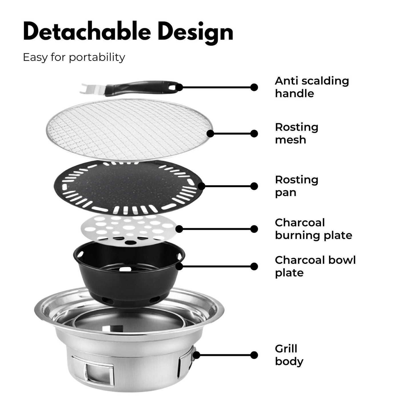 Multifunctional Camping Charcoal BBQ Grill Stove