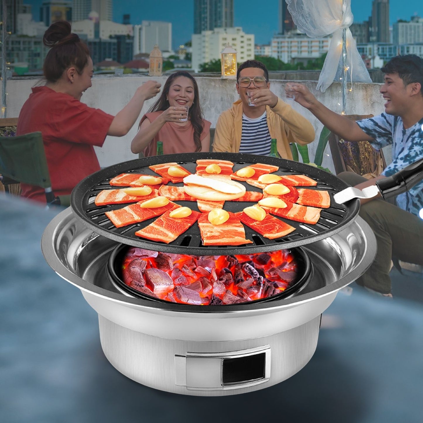 Multifunctional Camping Charcoal BBQ Grill Stove