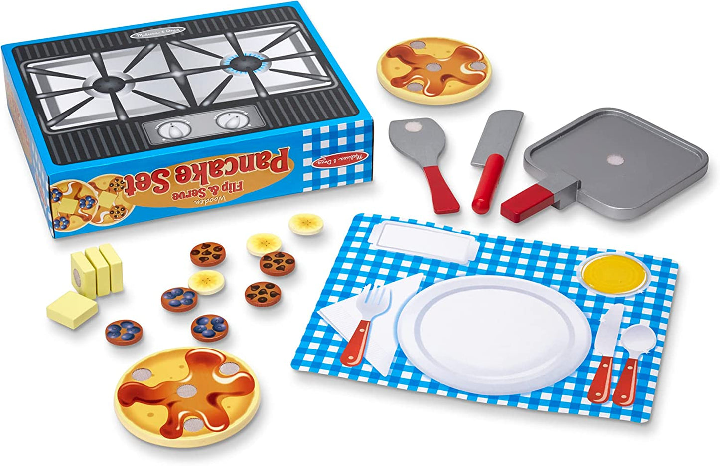 Wooden Flip and Serve Pancake Set - 19 Piece Breakfast Play Set