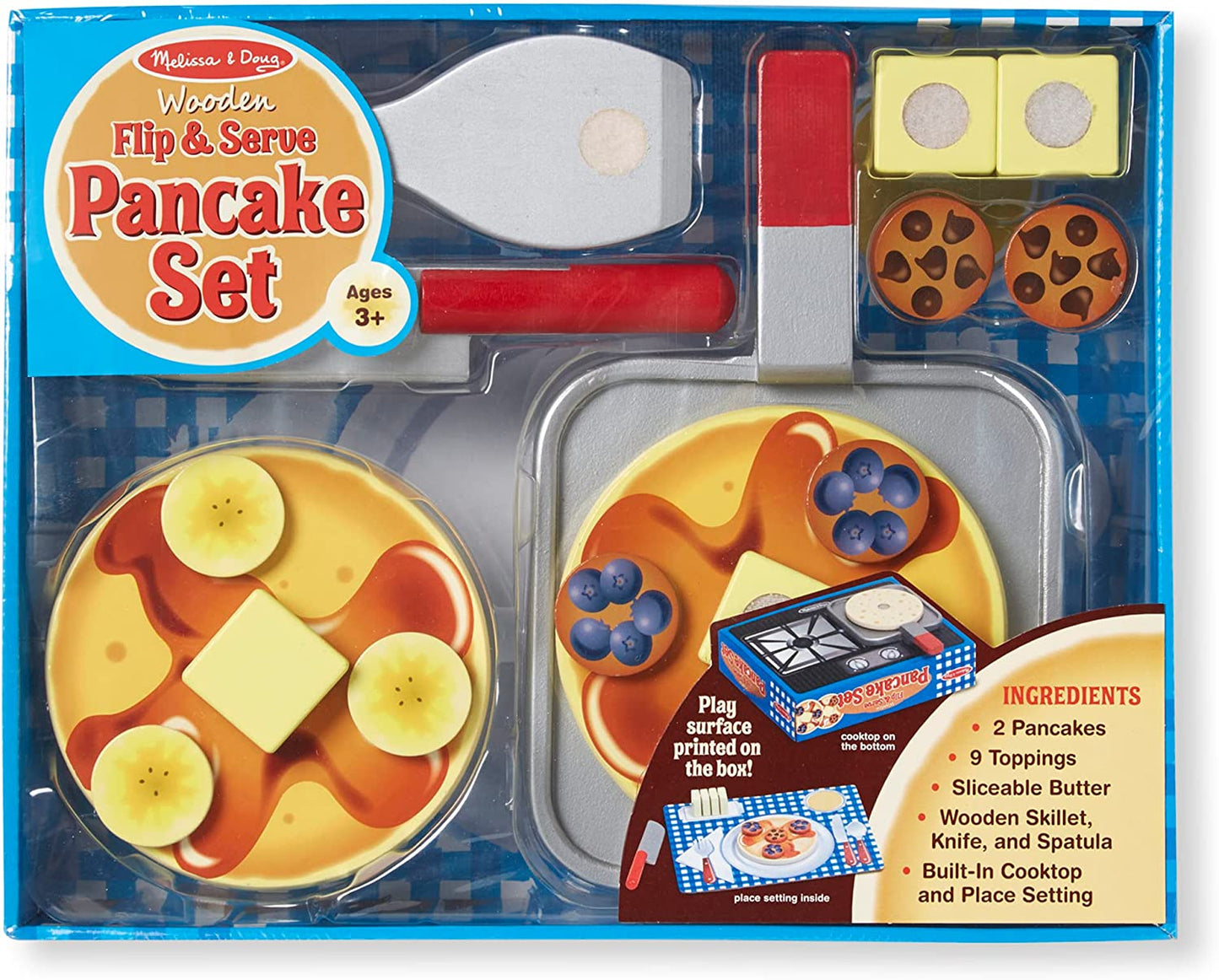 Wooden Flip and Serve Pancake Set - 19 Piece Breakfast Play Set