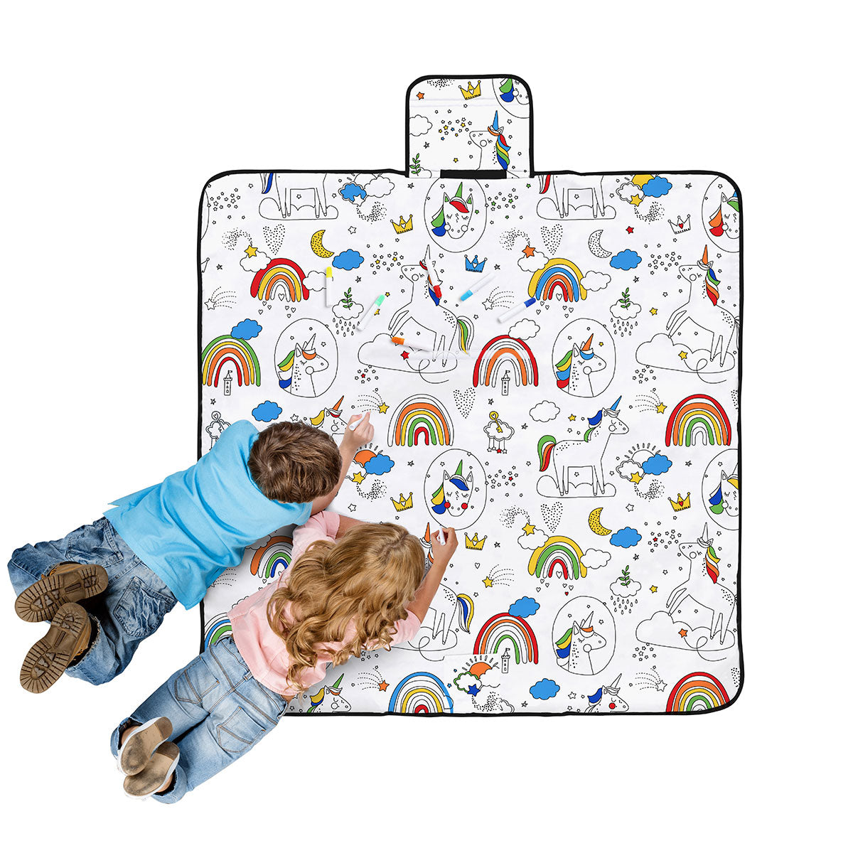 Happy Kids Unicorn Dreams Colour Me In Picnic Blanket (125 x 125cm)