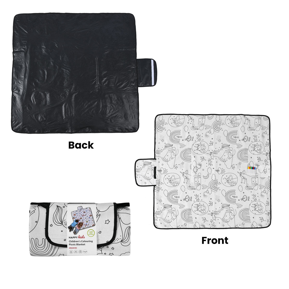 Happy Kids Unicorn Dreams Colour Me In Picnic Blanket (125 x 125cm)