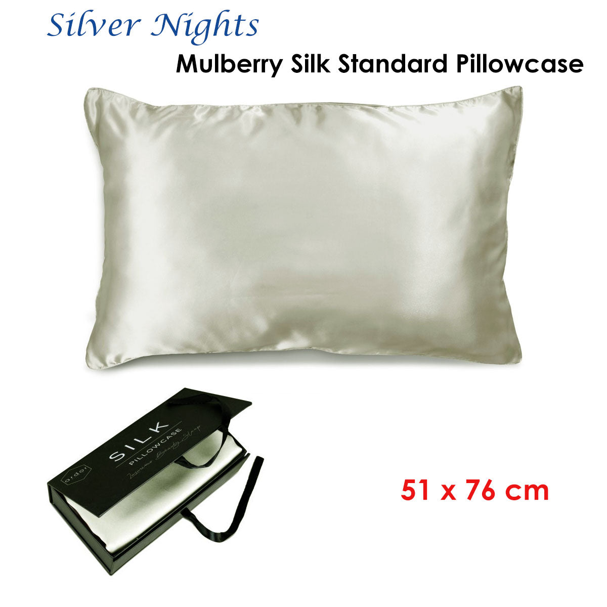 Ardor Mulberry Silk Standard Pillowcase Silver Nights