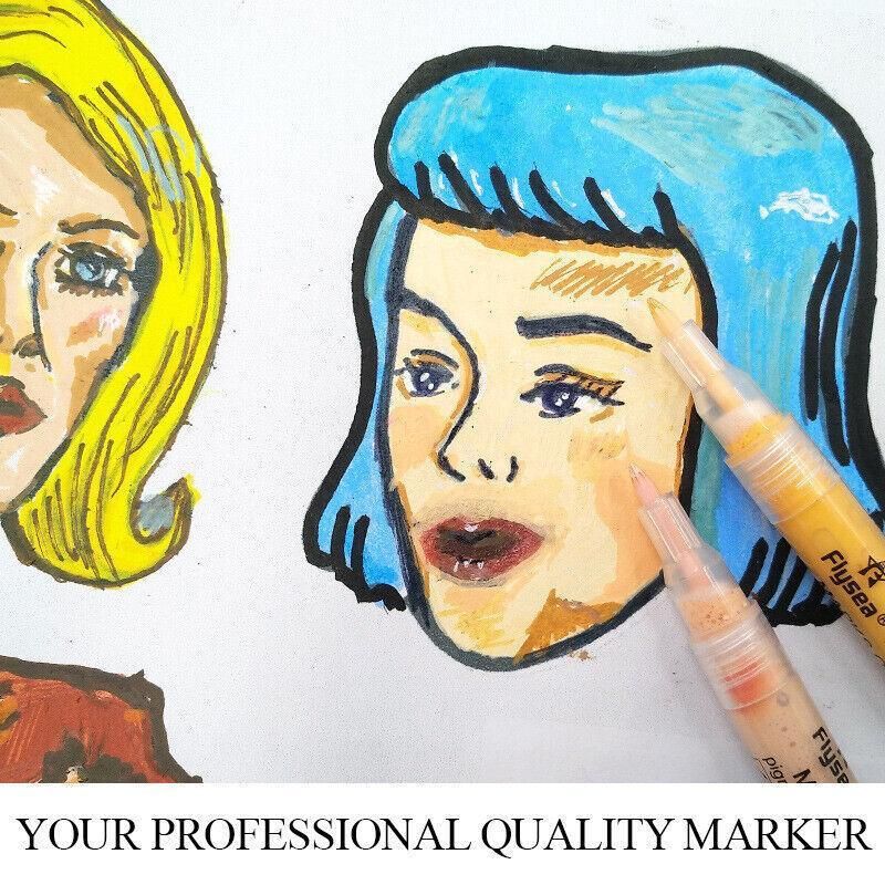 12-Colour Skin Tone Acrylic Paint Marker Set – Fine Tip 0.7mm Art Pens for Detail, Portrait & Creative Expression