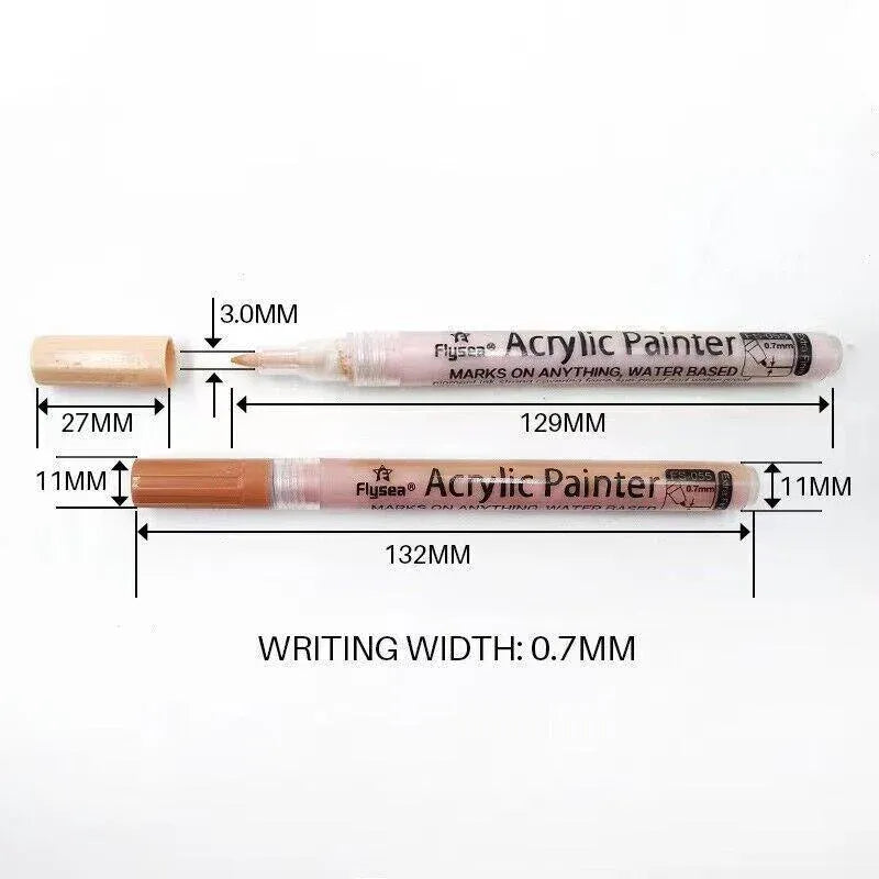 12-Colour Skin Tone Acrylic Paint Marker Set – Fine Tip 0.7mm Art Pens for Detail, Portrait & Creative Expression