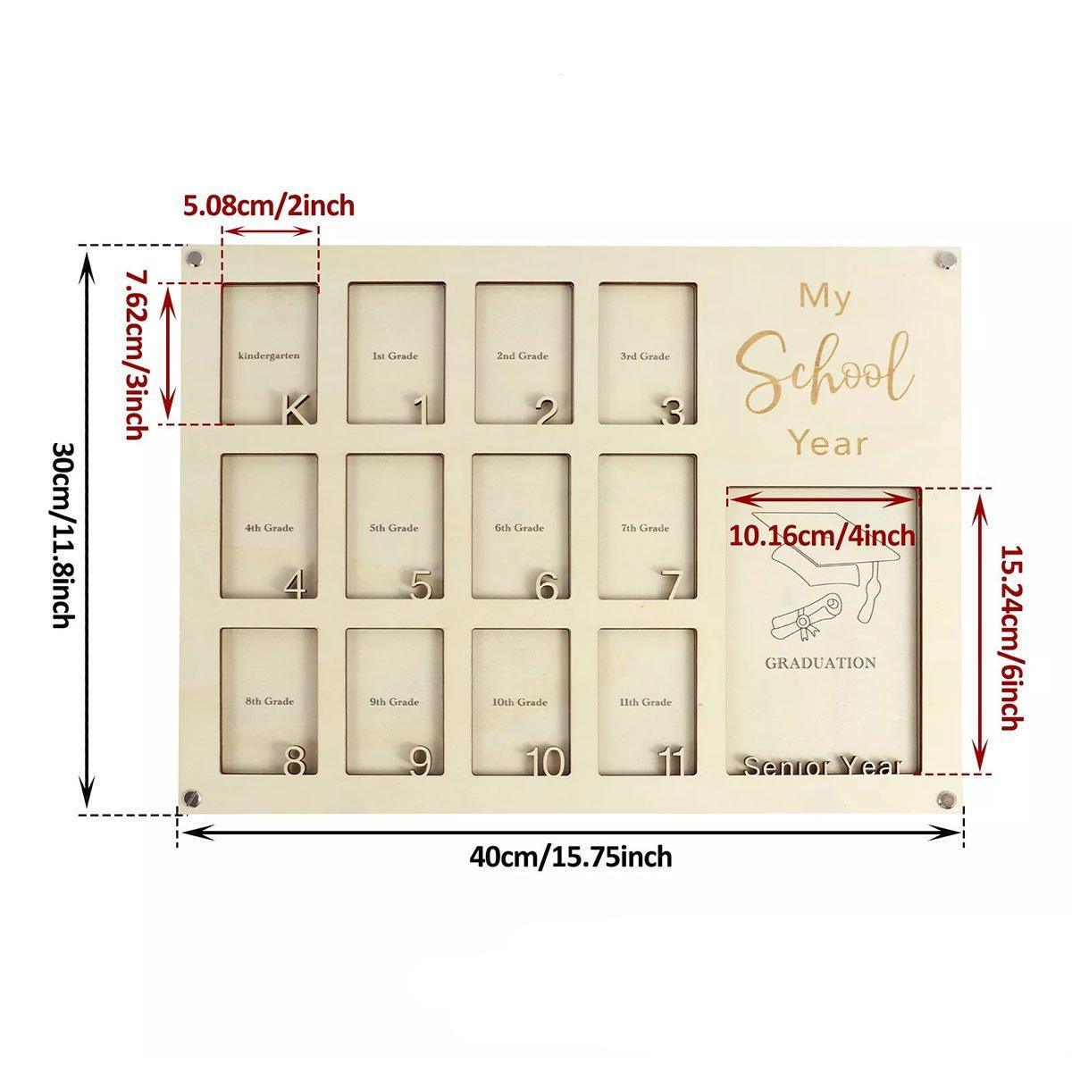 School Years Photo Frame Collage – Graduation Keepsake Memory Display (Kindergarten to Year 12)