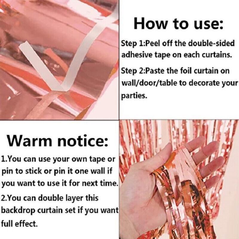 Rose Gold Birthday Decorations Set – Balloon Garland, Confetti Balloons, Foil Curtain & Happy Birthday Banner Kit for Elegant Party Styling