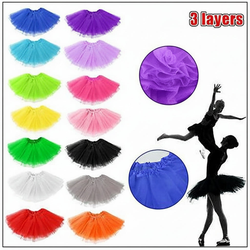 Women’s 3-Layer Tulle Tutu Skirt – Adult Costume Dress-Up Ballet Party Skirt for 80s Themes, Festivals & Dancewear – Black