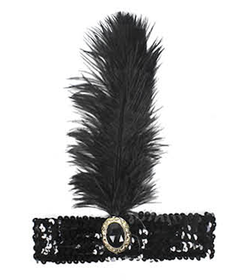 1920s Wide Sequin Flapper Headband Party Costume - Classic Black