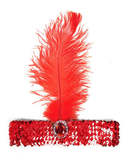 1920s Wide Sequin Flapper Headband Party Costume - Roaring Red