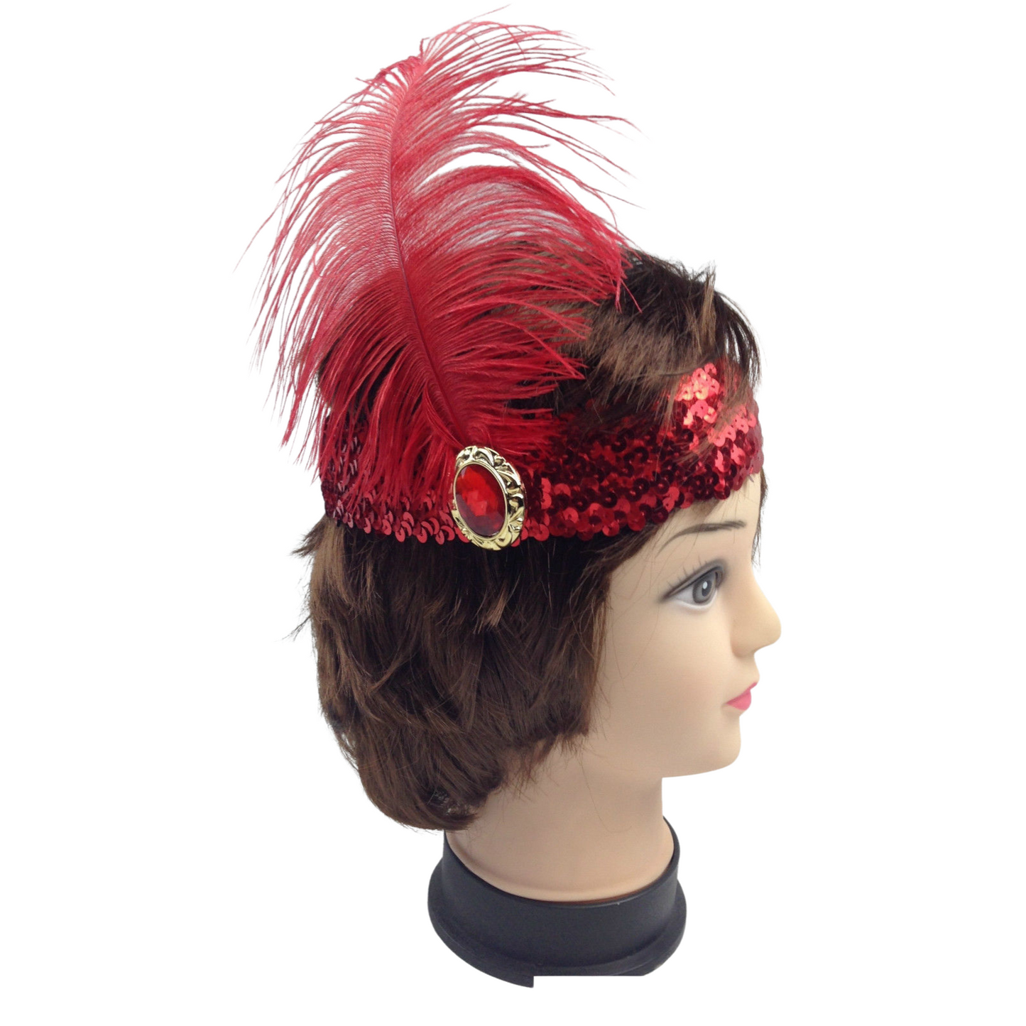 1920s Wide Sequin Flapper Headband Party Costume - Roaring Red