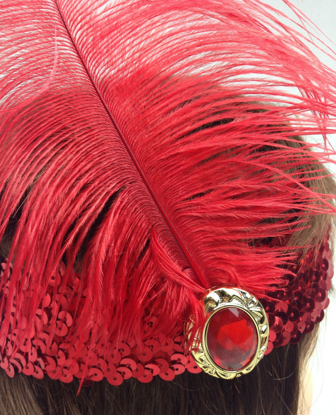 1920s Wide Sequin Flapper Headband Party Costume - Roaring Red