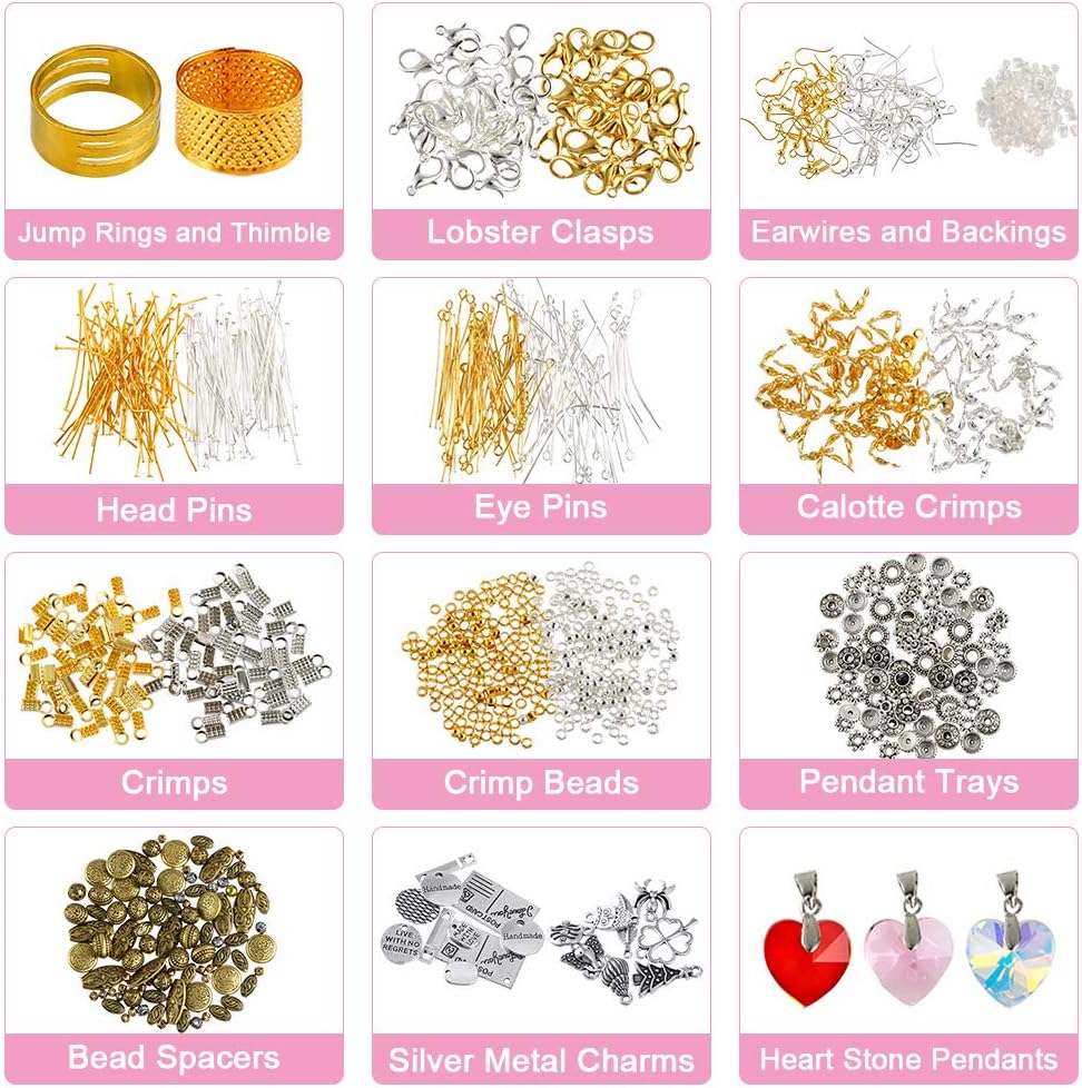 Deluxe 4-Layer 2880 PCS Jewellery Making Kit: Beads, Charms, Findings, Beading Wire for DIY Bracelets, Necklaces, Earrings