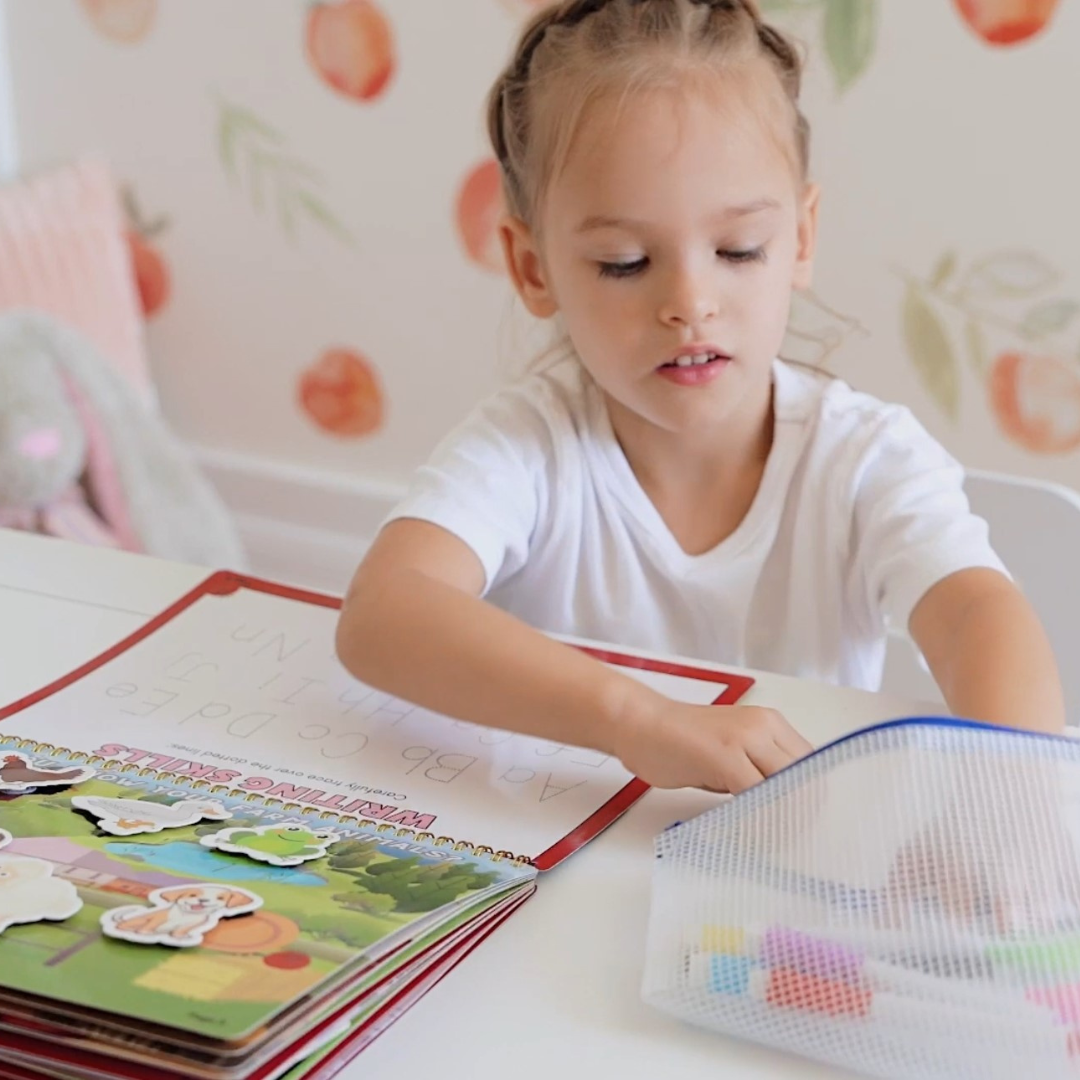 Tiny Walkers Montessori Busy Book for Kids – 30 Page Interactive Learning Quiet Book with Activities & Accessories