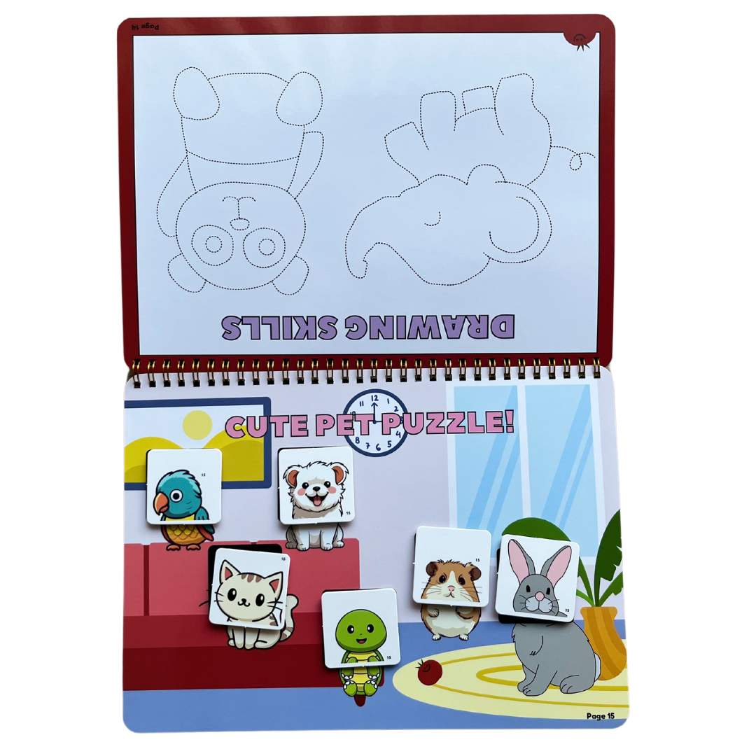 Tiny Walkers Montessori Busy Book for Kids – 30 Page Interactive Learning Quiet Book with Activities & Accessories