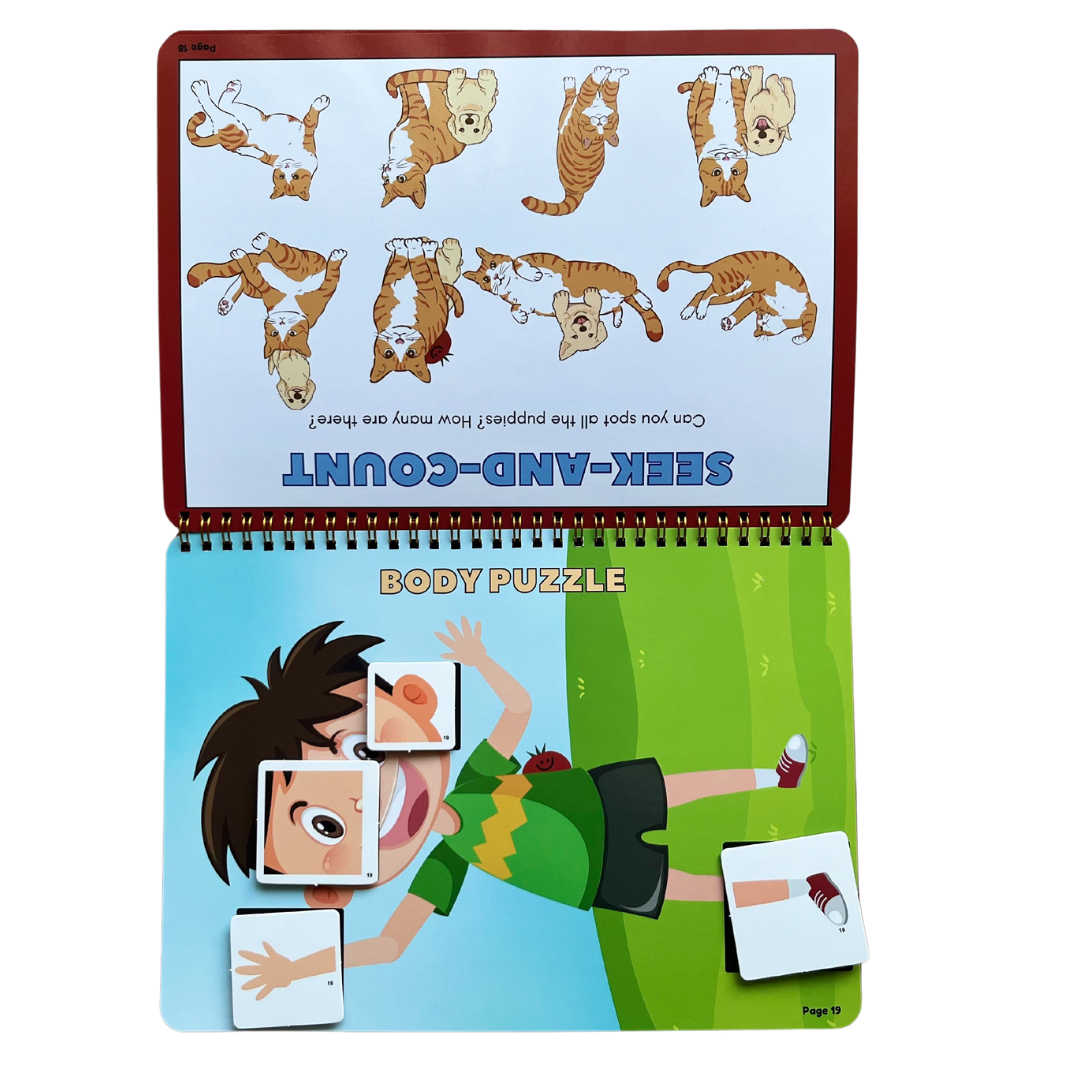 Tiny Walkers Montessori Busy Book for Kids – 30 Page Interactive Learning Quiet Book with Activities & Accessories