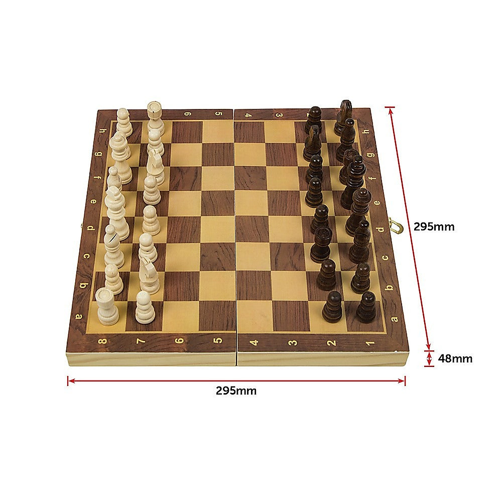 Chess Board Game Large Wooden Folding Portable Chessboard Set