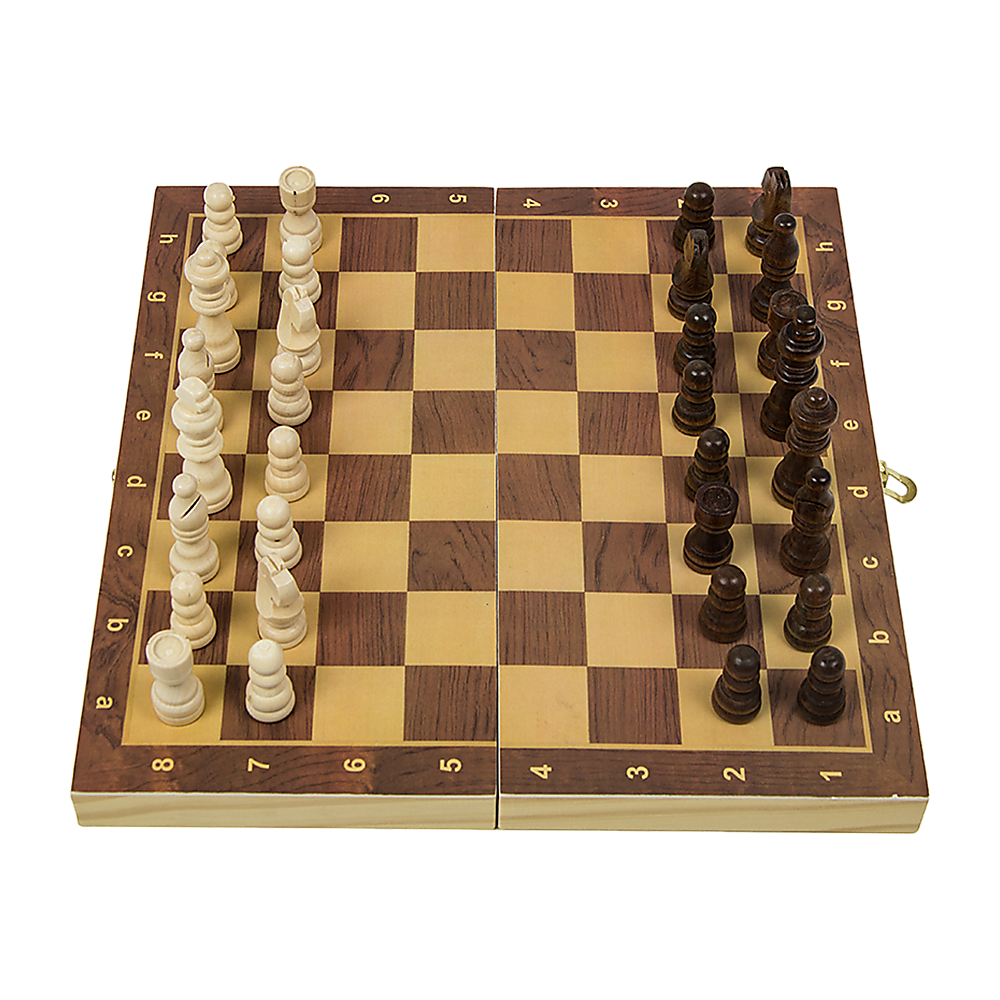 Chess Board Game Large Wooden Folding Portable Chessboard Set