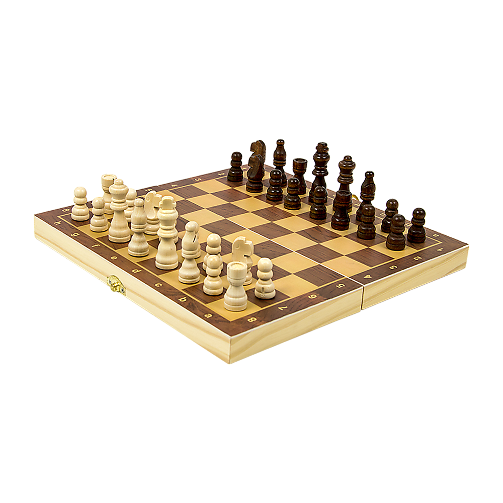 Chess Board Game Large Wooden Folding Portable Chessboard Set