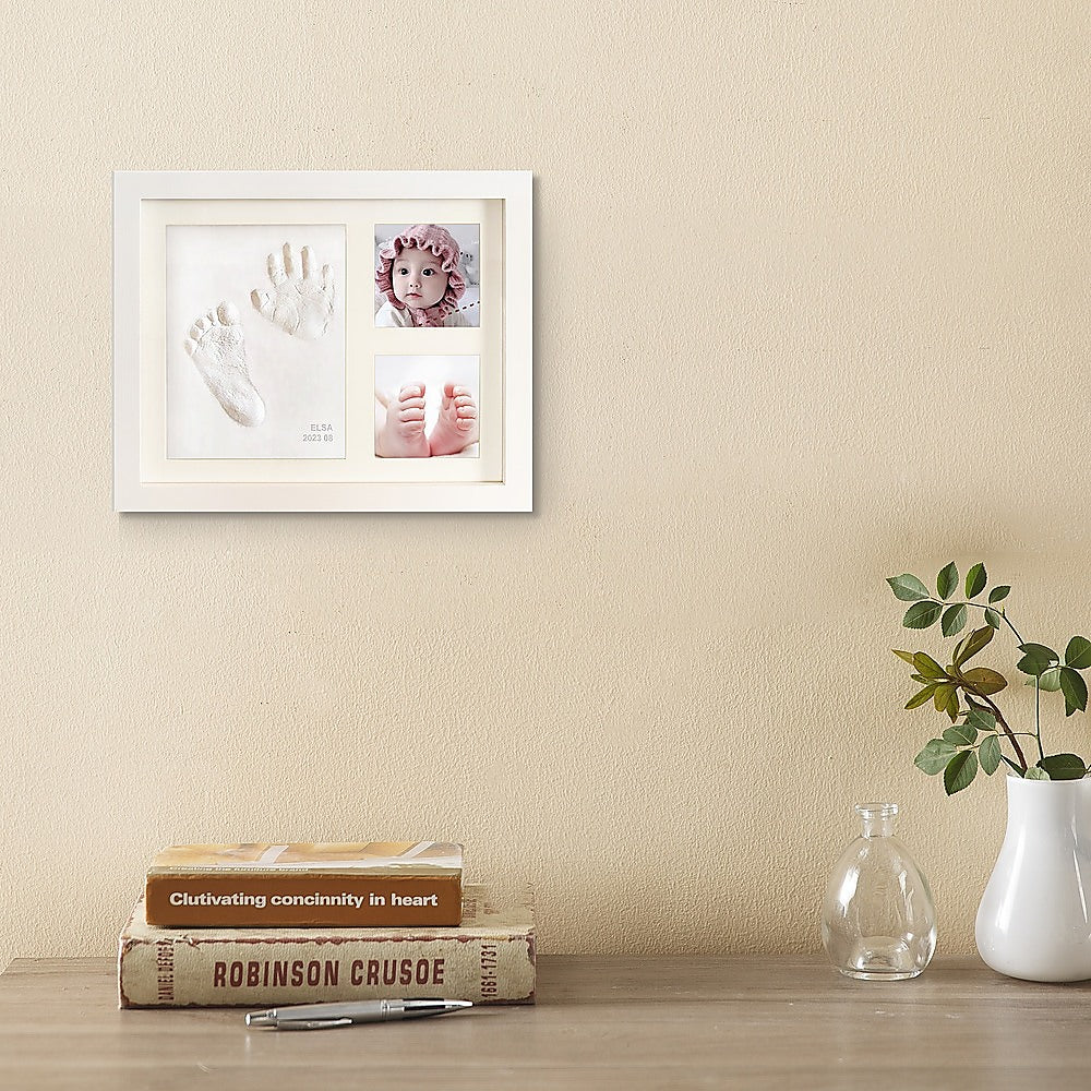 Baby Hand & Foot Print Clay Cast Kit Photo Picture Frame Keepsake Gift