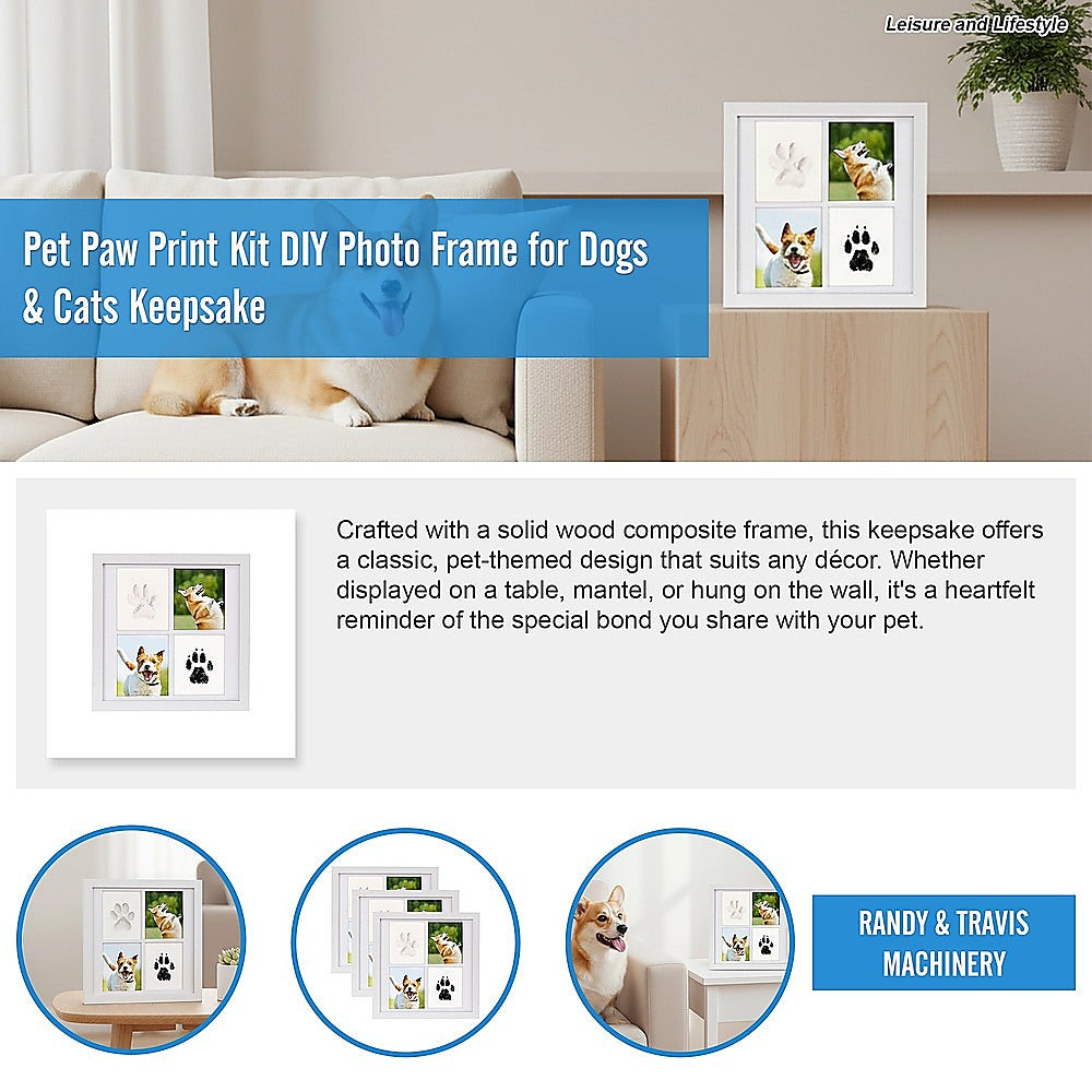Pet Paw Print Kit DIY Photo Frame for Dogs & Cats Keepsake