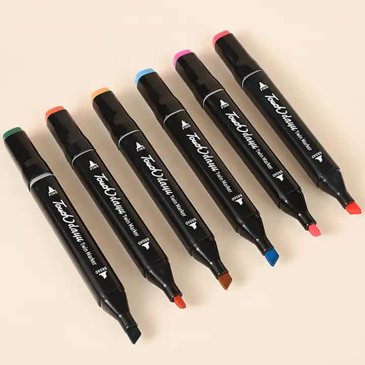Professional Dual-Tip Marker Set - 60 Colours with Fine & Broad Dual Tips and Colour-Coded Caps