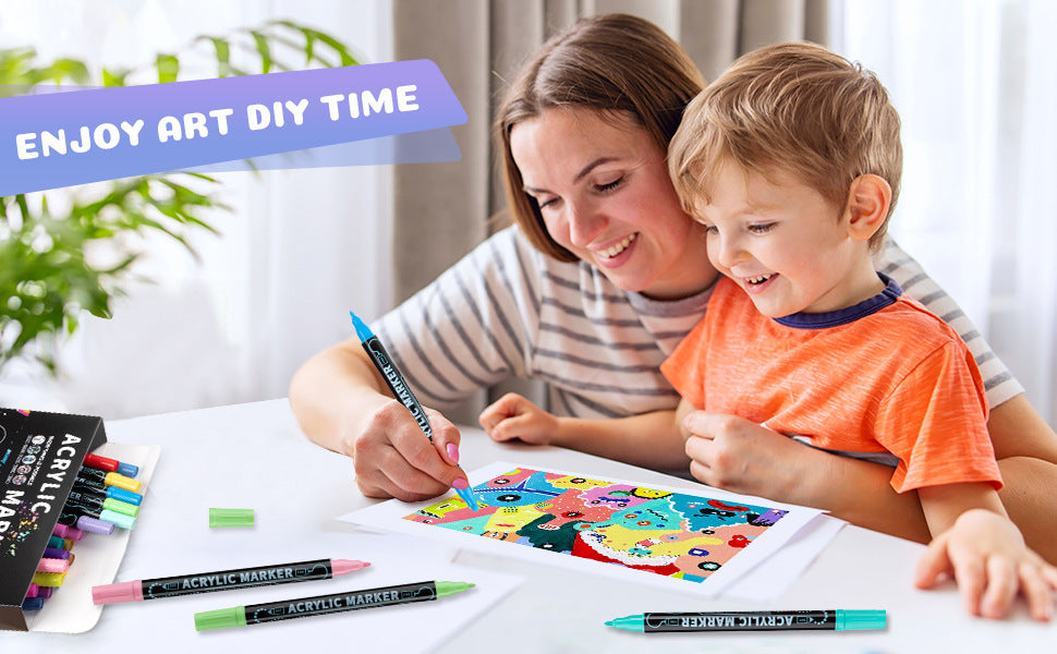 Dual-Tip Acrylic Marker Set - 72 Colours with Fine & Round Dual Tips