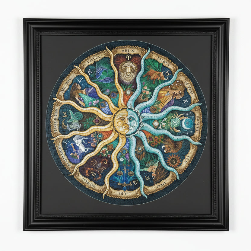 Astrology Sun & Moon: Zodiac Signs Wheel Jigsaw Puzzle - 500 Piece Jigsaw Puzzle