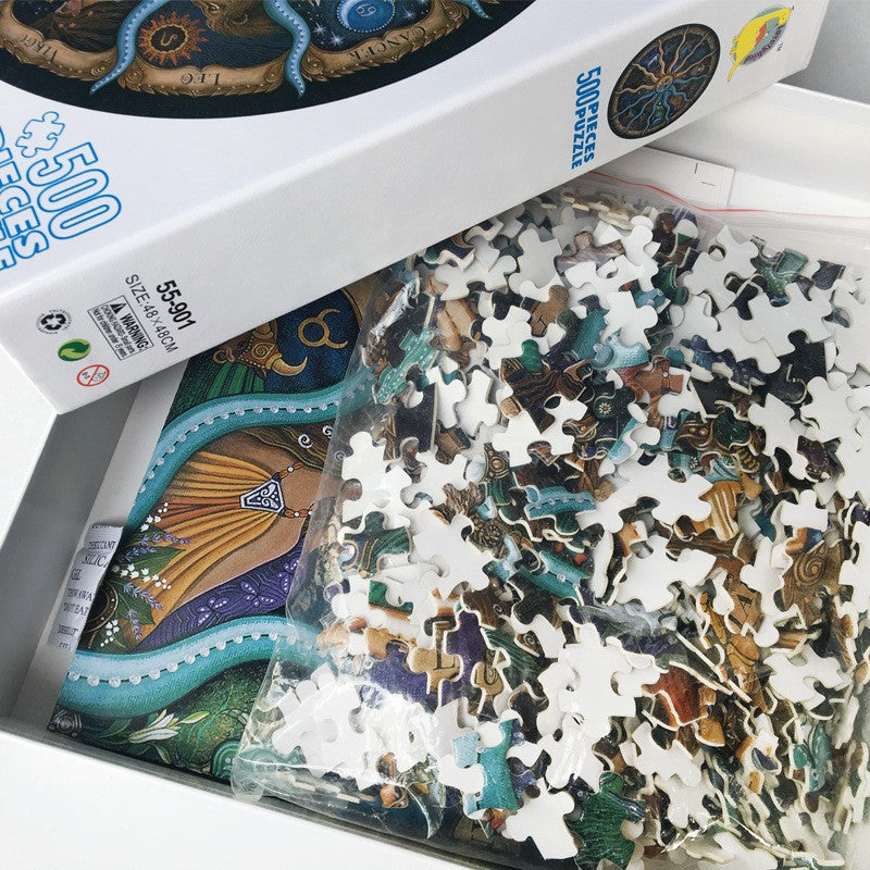 Astrology Sun & Moon: Zodiac Signs Wheel Jigsaw Puzzle - 500 Piece Jigsaw Puzzle