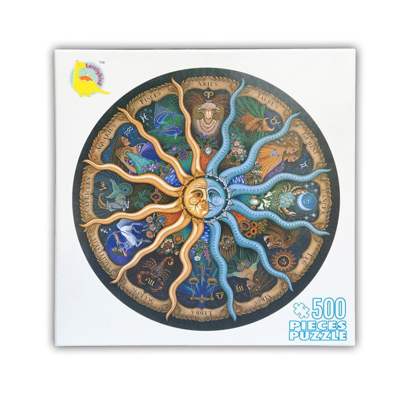 Astrology Sun & Moon: Zodiac Signs Wheel Jigsaw Puzzle - 500 Piece Jigsaw Puzzle