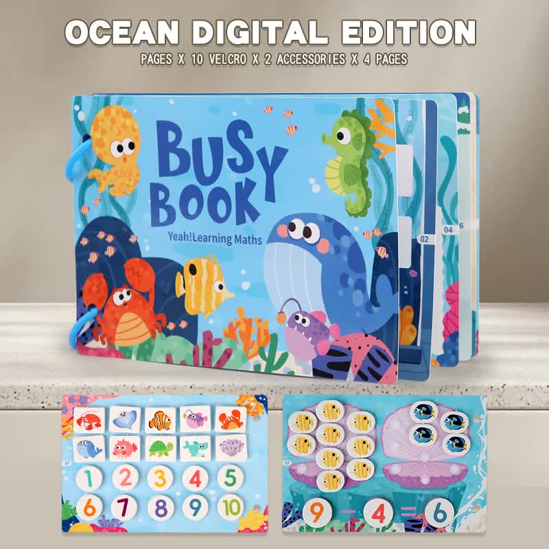 Kids Busy Book Set 5 Pack – Interactive Preschool Learning Activities Farm, Ocean, Vehicles, Dinosaurs, & Forest