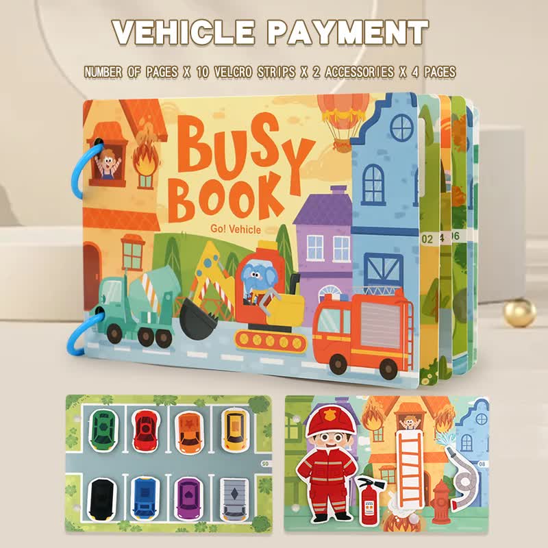 Kids Busy Book Set 5 Pack – Interactive Preschool Learning Activities Farm, Ocean, Vehicles, Dinosaurs, & Forest