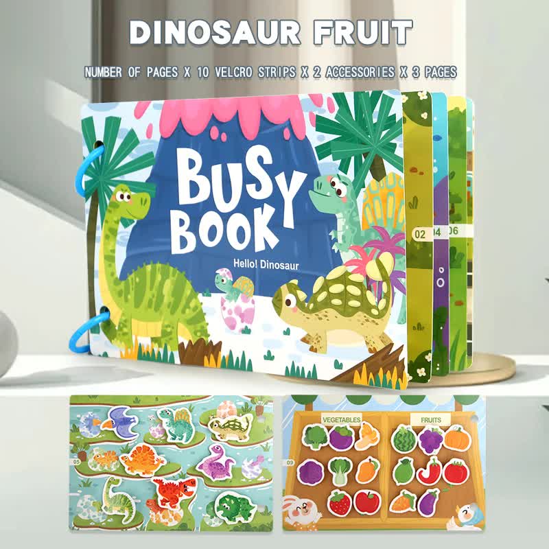 Kids Busy Book Set 5 Pack – Interactive Preschool Learning Activities Farm, Ocean, Vehicles, Dinosaurs, & Forest