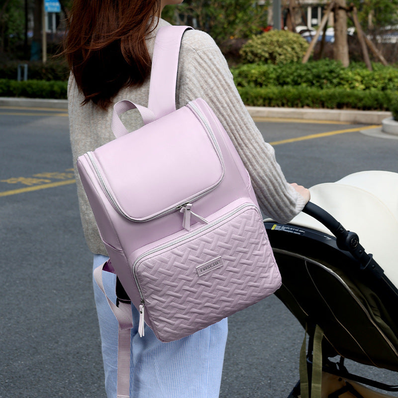 Lilac Purple Waterproof Insulated Backpack - Large Capacity Quilted Cooler Bag