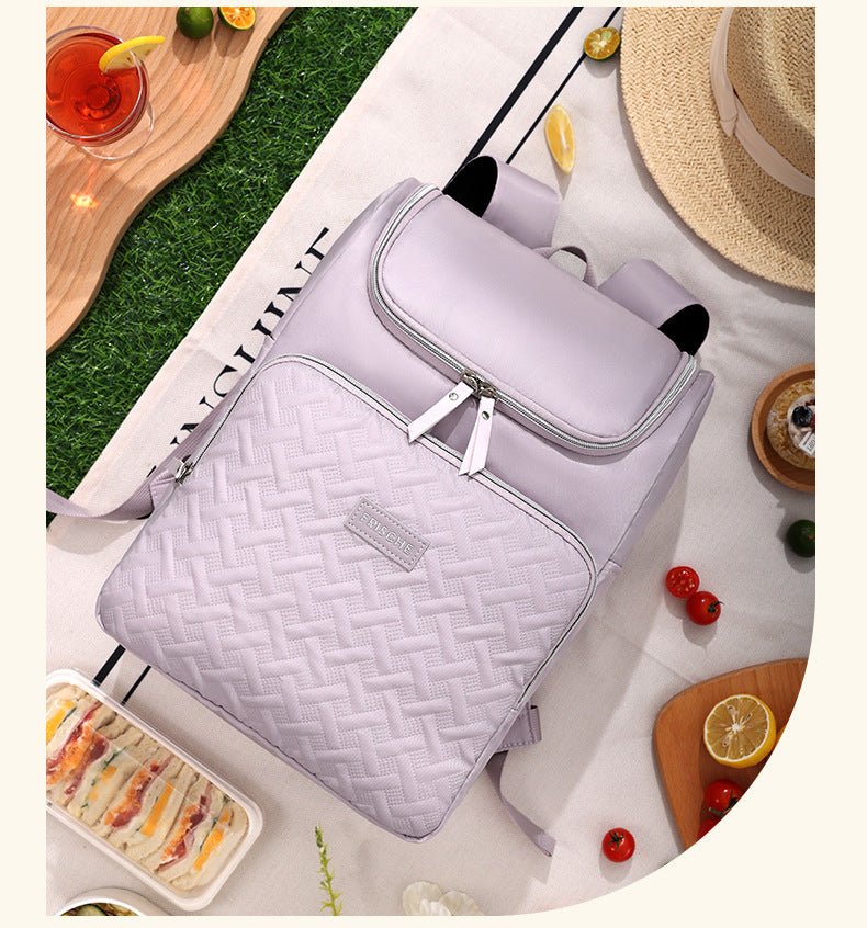 Forest Green Waterproof Insulated Backpack – Large Capacity Quilted Cooler Bag