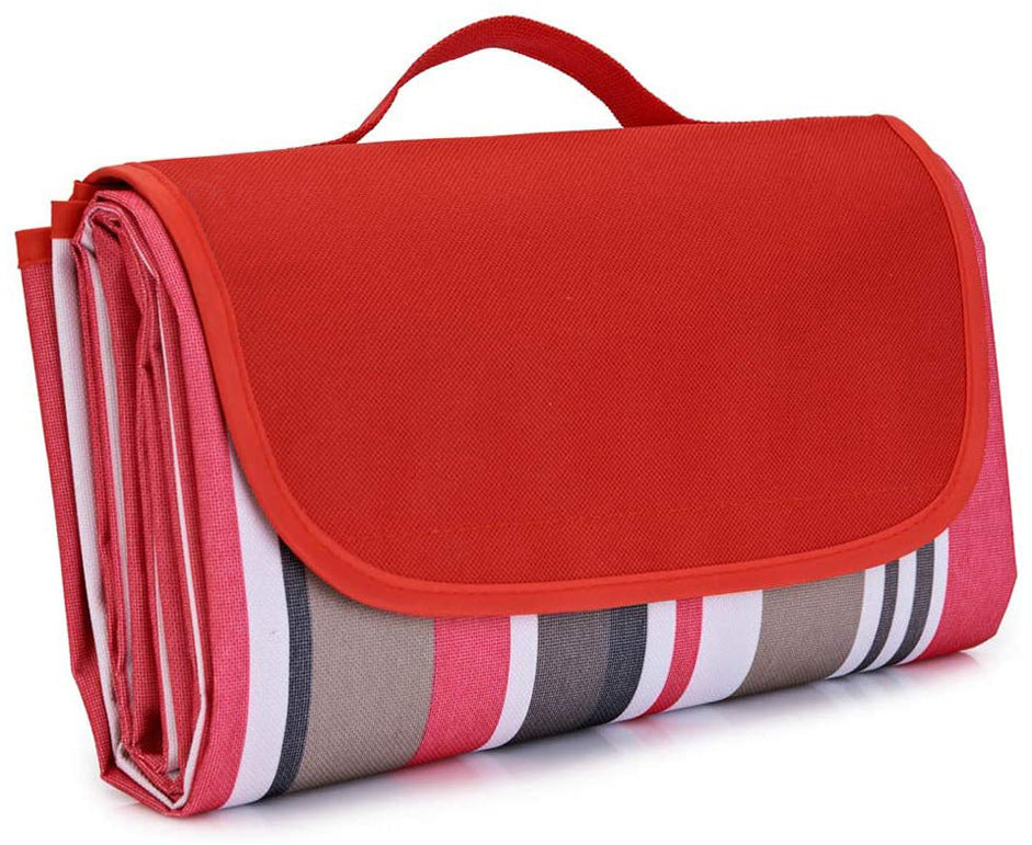 Red Stripe Premium Picnic Blanket – Extra Thick Waterproof Oxford Outdoor Mat (145 × 180cm)
