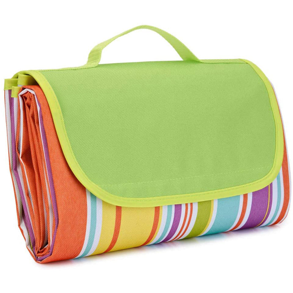 Green Stripe Premium Picnic Blanket – Extra Thick Waterproof Oxford Outdoor Mat (145 × 180cm)