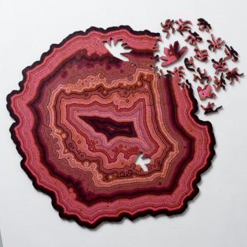 Earth Red Algorithmic Agate Jigsaw Puzzle - 164 Unique Wooden Pieces