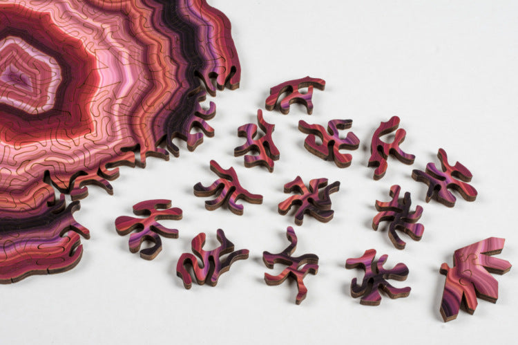 Earth Red Algorithmic Agate Jigsaw Puzzle - 164 Unique Wooden Pieces