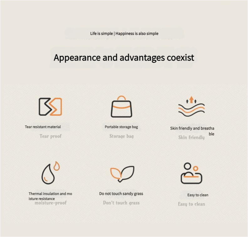 Mocha Blue Waterproof Foldable Picnic Blanket – Extra Large Outdoor Mat (2x2m)