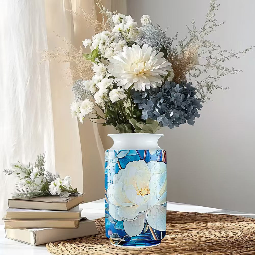 Colourful Flower DIY 3D Puzzle Vase – Creative Jigsaw Flower Holder with Waterproof Liner