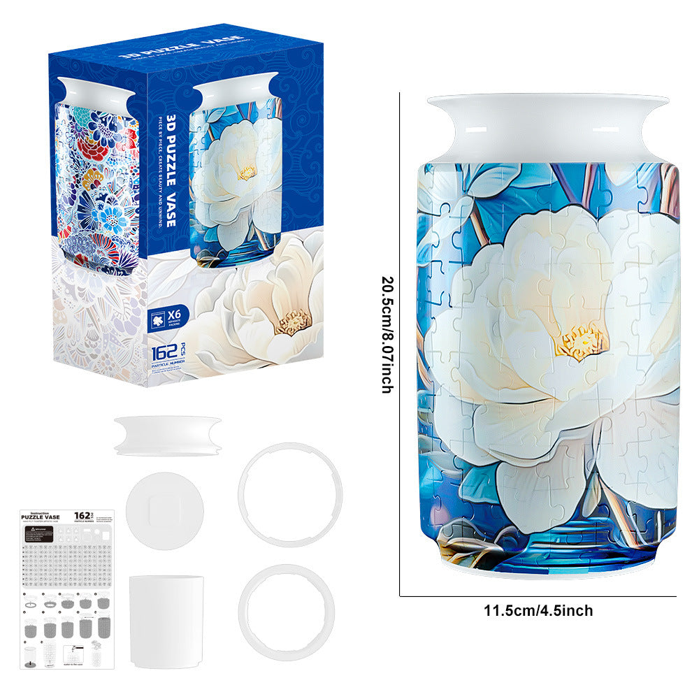 Colourful Flower DIY 3D Puzzle Vase – Creative Jigsaw Flower Holder with Waterproof Liner