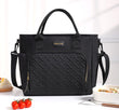 Midnight Black Chic Insulated Lunch Tote Bag – Large Capacity Quilted Cooler Tote
