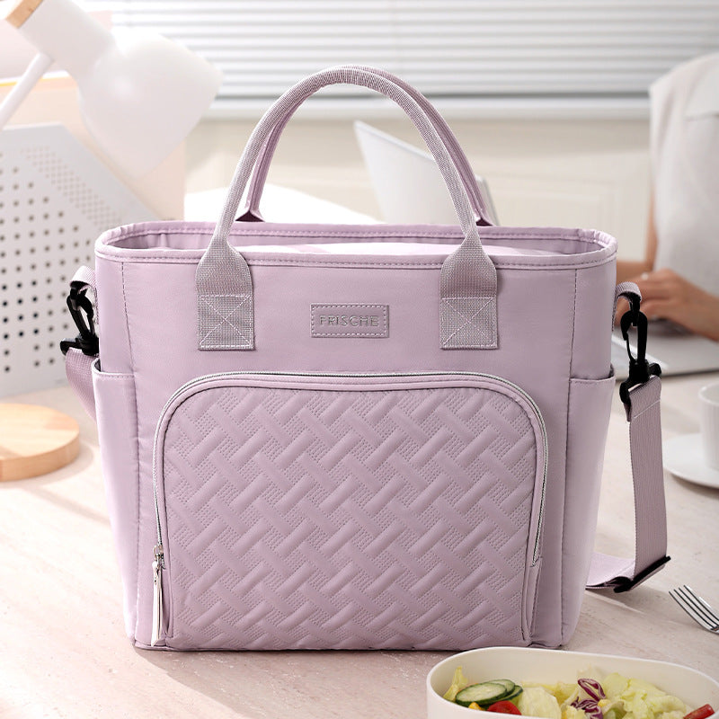 Lilac Purple Chic Insulated Lunch Tote Bag – Large Capacity Quilted Cooler Tote
