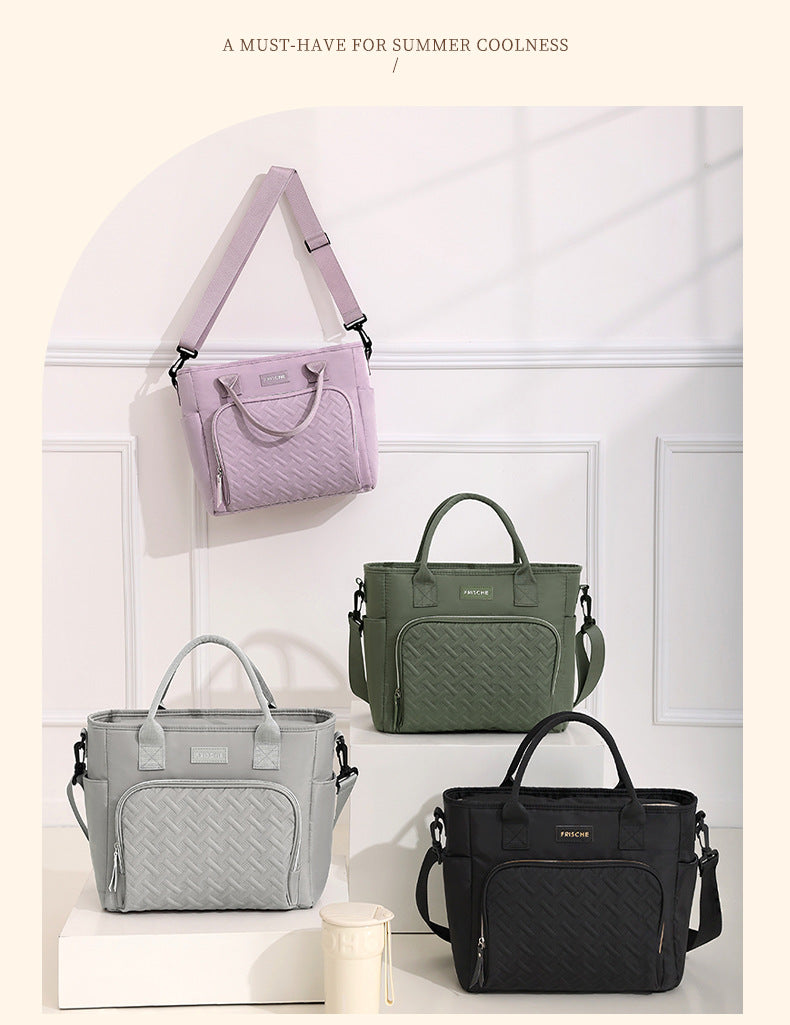 Forest Green Chic Insulated Lunch Tote Bag – Large Capacity Quilted Cooler Tote