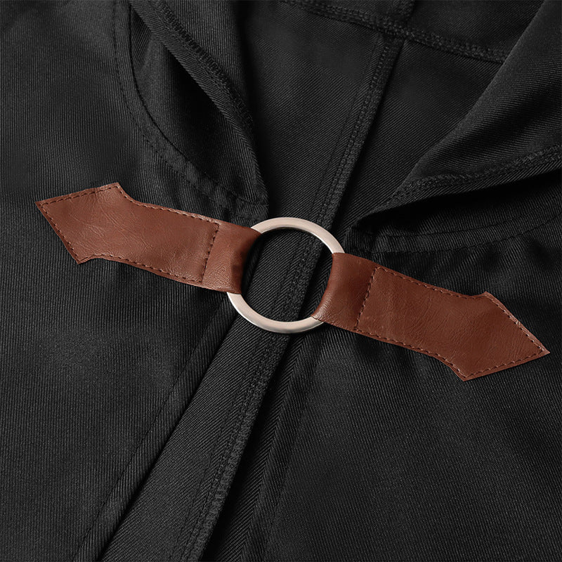 Shadow Wanderer Black Hooded Velvet Cape – Adult Cosplay Cloak for Jedi, Wizard & Fantasy Costumes