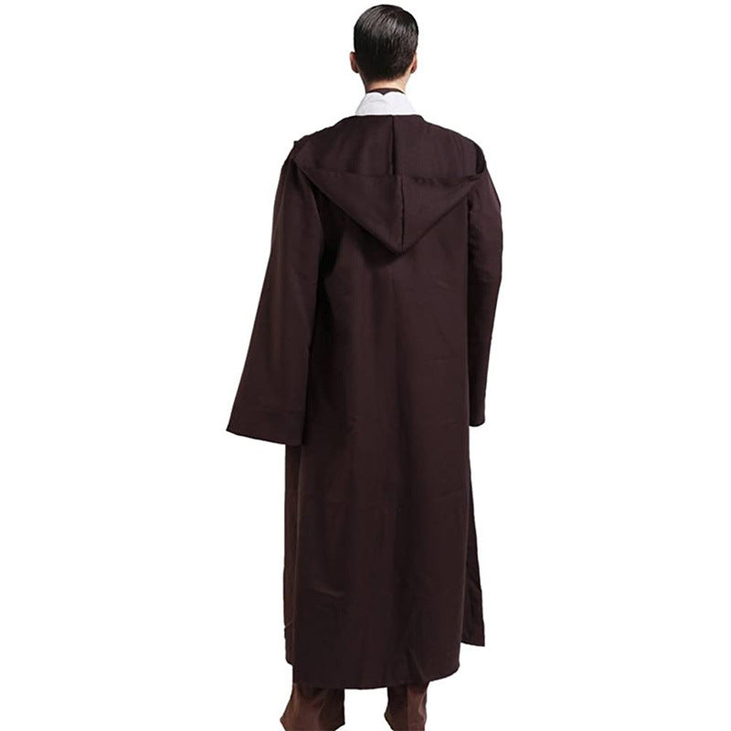Shadow Wanderer Blue Hooded Velvet Cape – Adult Cosplay Cloak for Jedi, Wizard, Medieval & Fantasy Costumes
