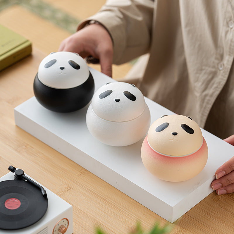 Artisanal Animal-Shaped Ceramic Tea Storage Jar with Gift Box - 140ml Capacity, Textured Finish (Black)