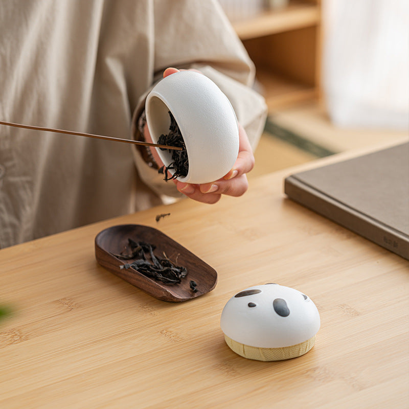 Artisanal Animal-Shaped Ceramic Tea Storage Jar with Gift Box - 140ml Capacity, Textured Finish (Gradient Red)